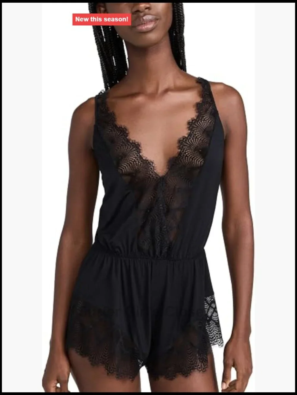 Cosabella Allure Sleep Teddy Modal Eyelash Lace Deep V Bodysuit